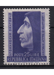 1952 5° Centenario della Nascita di Girolamo Savonarola Perfetto non Linguellato 1 Val Sassone 696